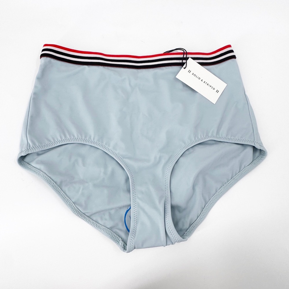 SOLID &‎ STRIPED High Waisted Bikini Bottoms Light Blue Size M